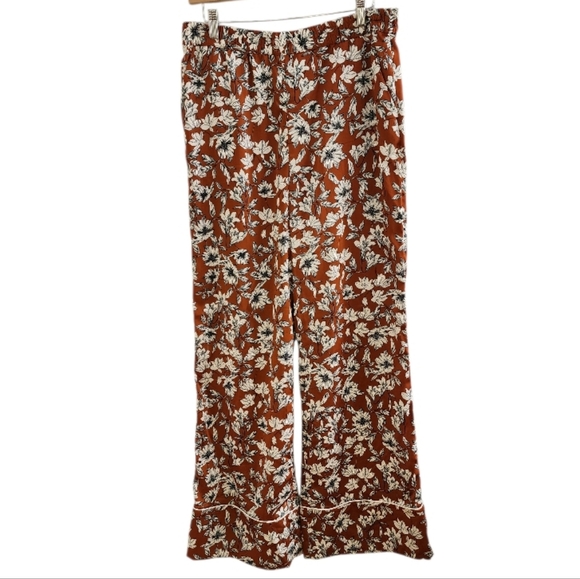 La Ligne x Target Women's Size Med Floral Wide Leg Trousers Brown White - Picture 4 of 12